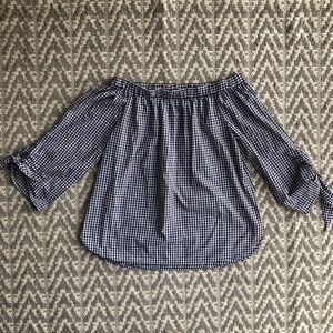 BeachLunchLounge gingham off the shoulder top